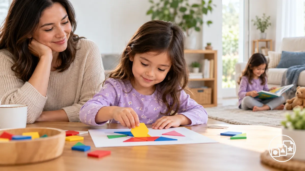 Elternteil beobachtet Kind bei vertrauter Bereitschaftsaktivität zu Hause