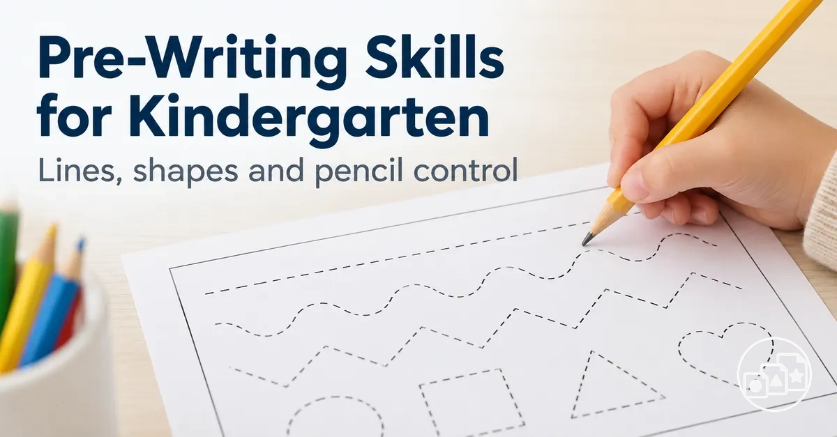 Pre-writing practice with lines, shapes and pencil control