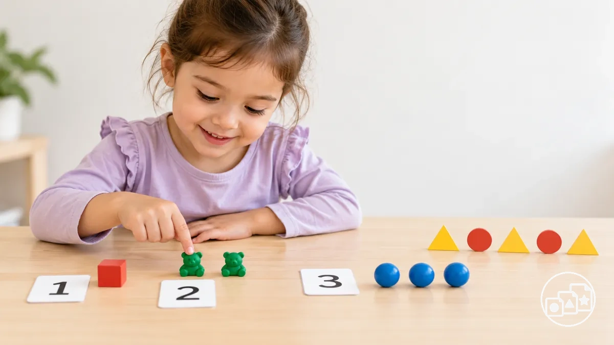 Number recognition and early math concepts using numerals and counted objects