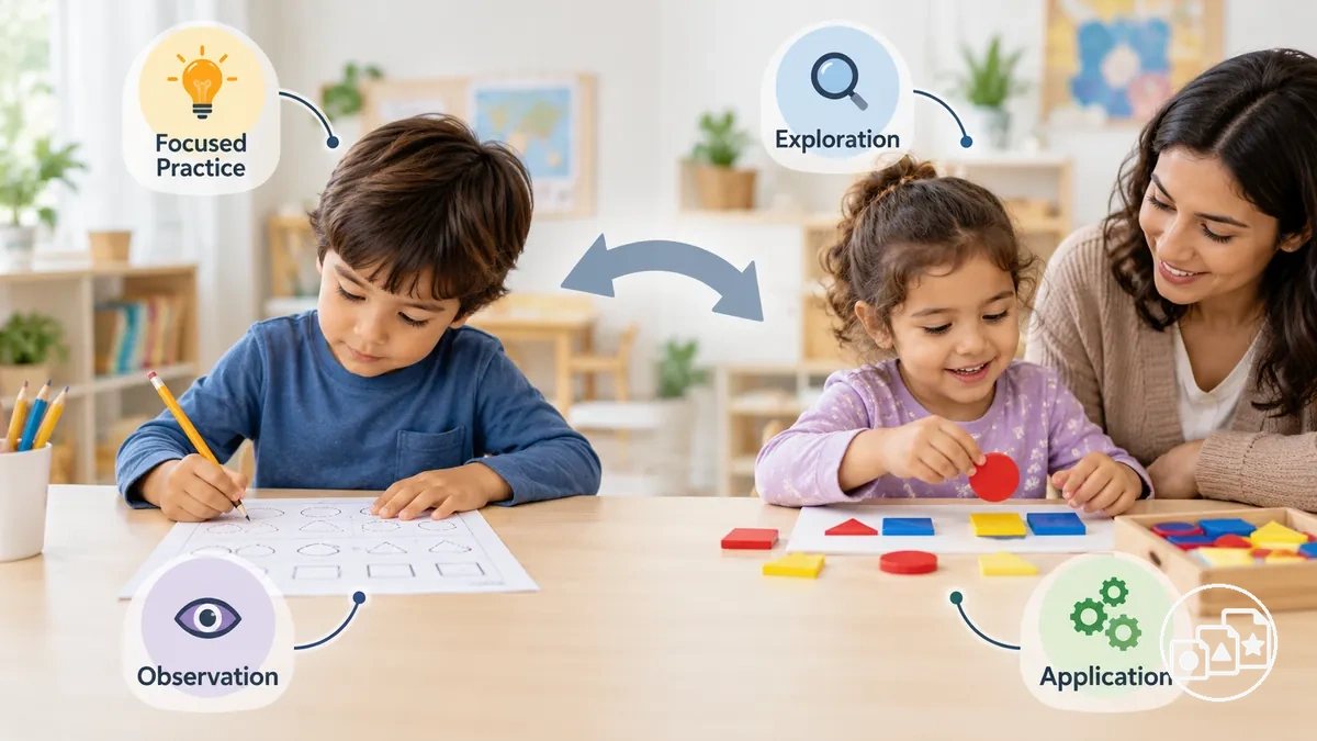 Worksheet practice and hands-on learning shown as context-dependent kindergarten readiness approaches