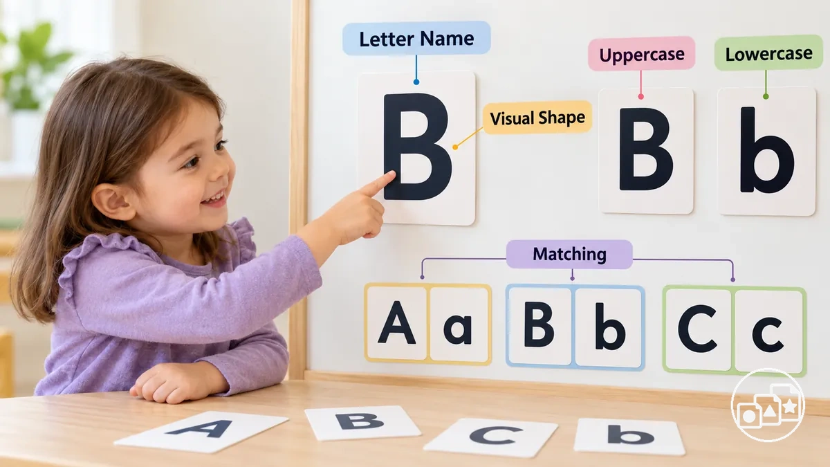 Examples of letter-name, shape, uppercase and lowercase recognition before kindergarten.