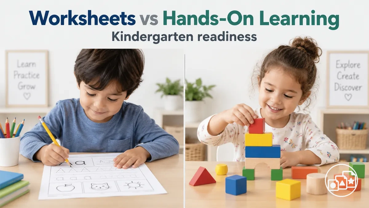 Worksheet practice alongside hands-on kindergarten readiness activities