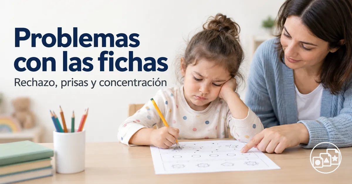 Niño recibiendo apoyo ante el rechazo, las prisas y la falta de concentración con las fichas