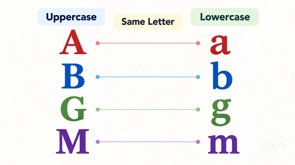 Letras en mayúscula emparejadas con sus formas en minúscula.