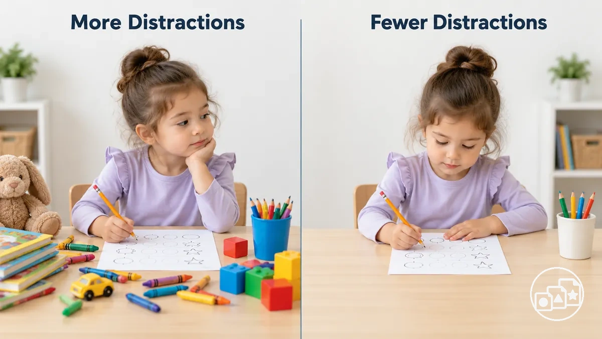 Configurations de pratique des fiches montrant plus et moins de distractions.