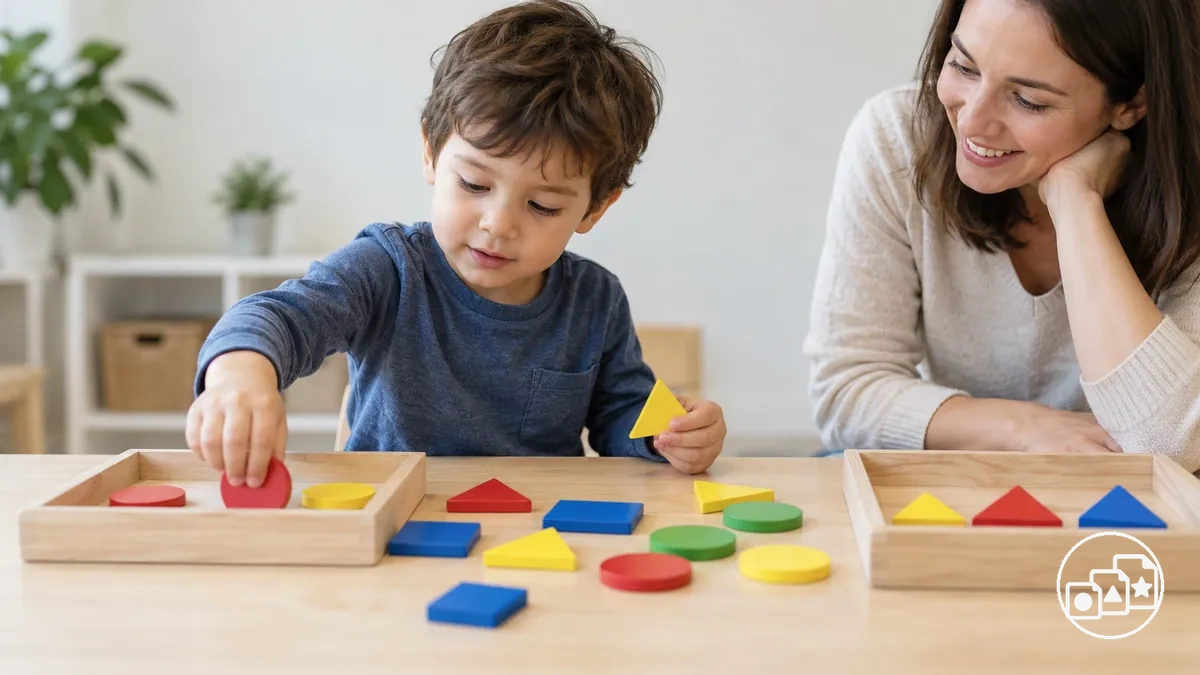Enfant utilisant du matériel pratique pour explorer et appliquer une compétence de préparation à la maternelle