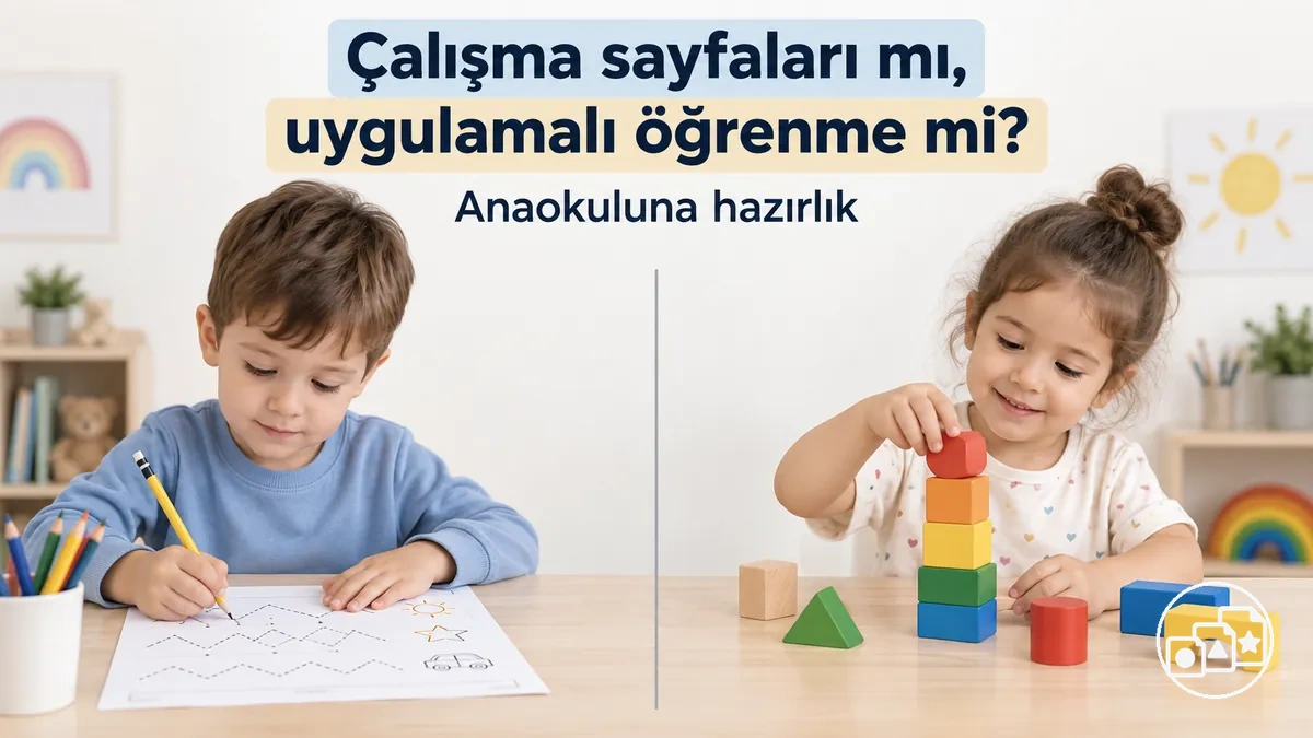 Anaokuluna hazırlık için çalışma sayfası alıştırmaları ve uygulamalı öğrenme etkinlikleri