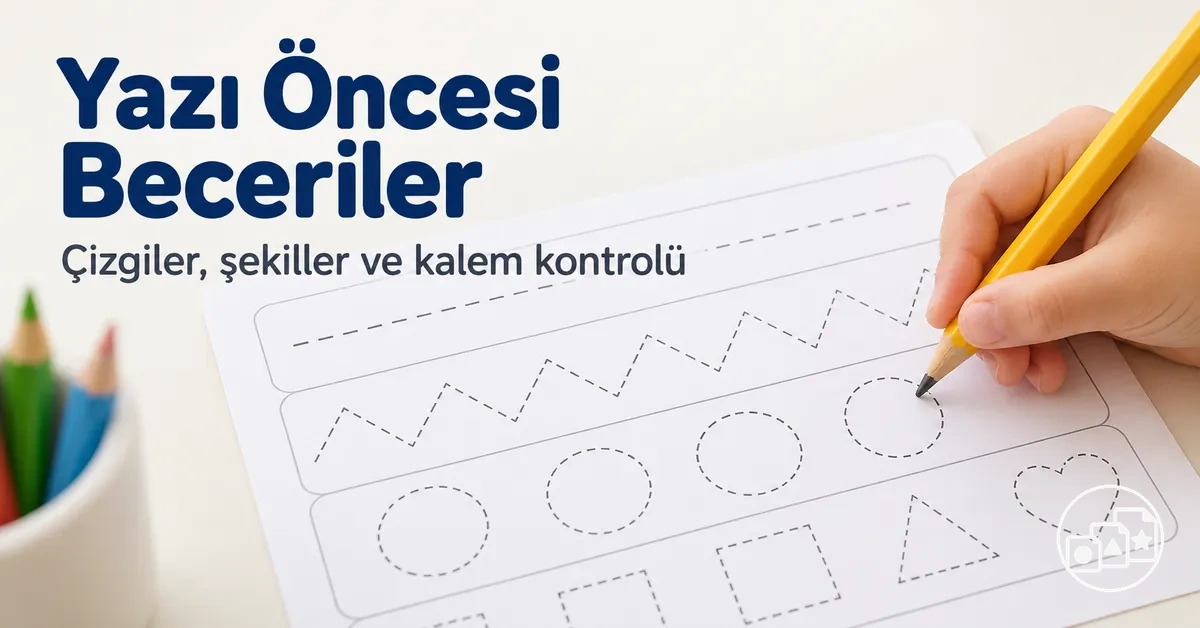 Çizgiler, şekiller ve kalem kontrolüyle yazı öncesi alıştırmaları